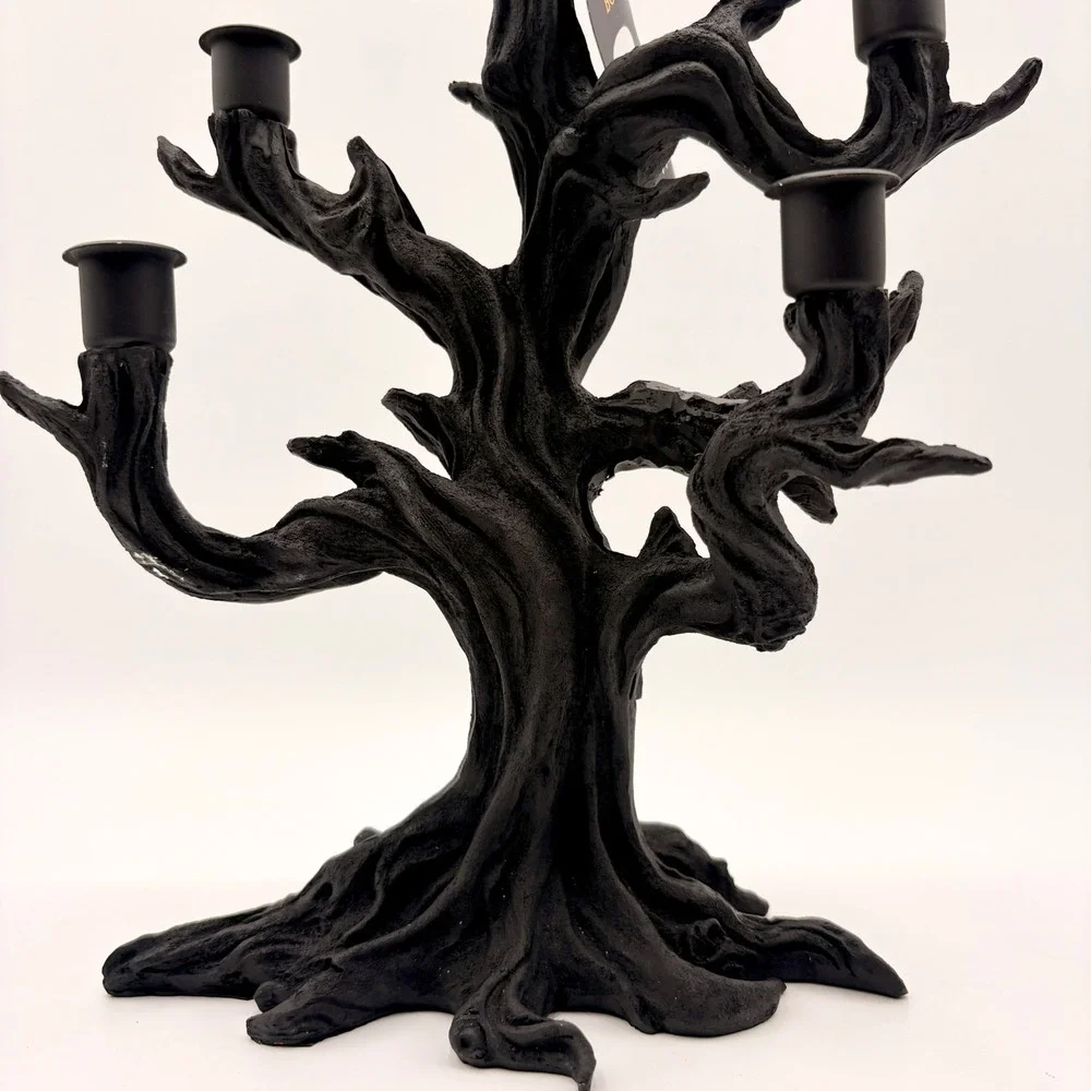 Spooky Boutique Black Gnarled Tree Candelabra 5 Arm Halloween Gothic Decor